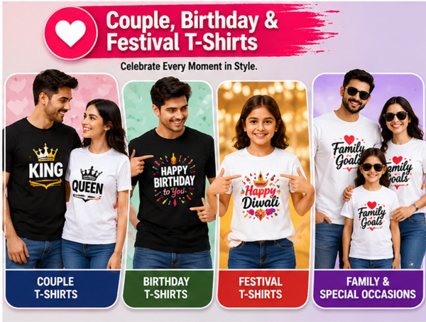 Couple, Birthday and festive T Shirts