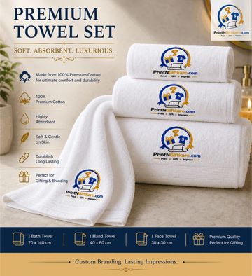 Premium towel set made of 100% cotton, soft and absorbent.