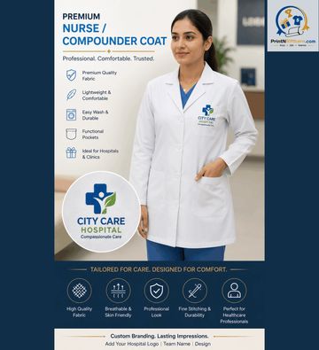 Professional nurse wearing a premium white compounding coat.