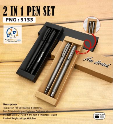 2 IN 1 Ball And Roller Pen Gift Set With Box