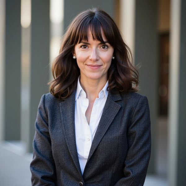 Smiling woman in business attire.