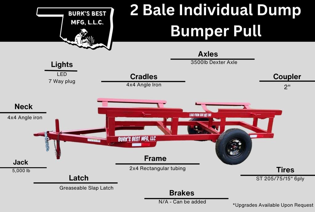 2 Bale Individual Dump Bumper Pull Hay Trailer Spec Sheet