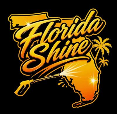 Bright orange graphic with Florida map, palm trees, and 'Florida Shine' text.