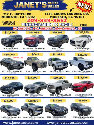 Used cars for sale at Janet's Auto Sales in Modesto, CA.