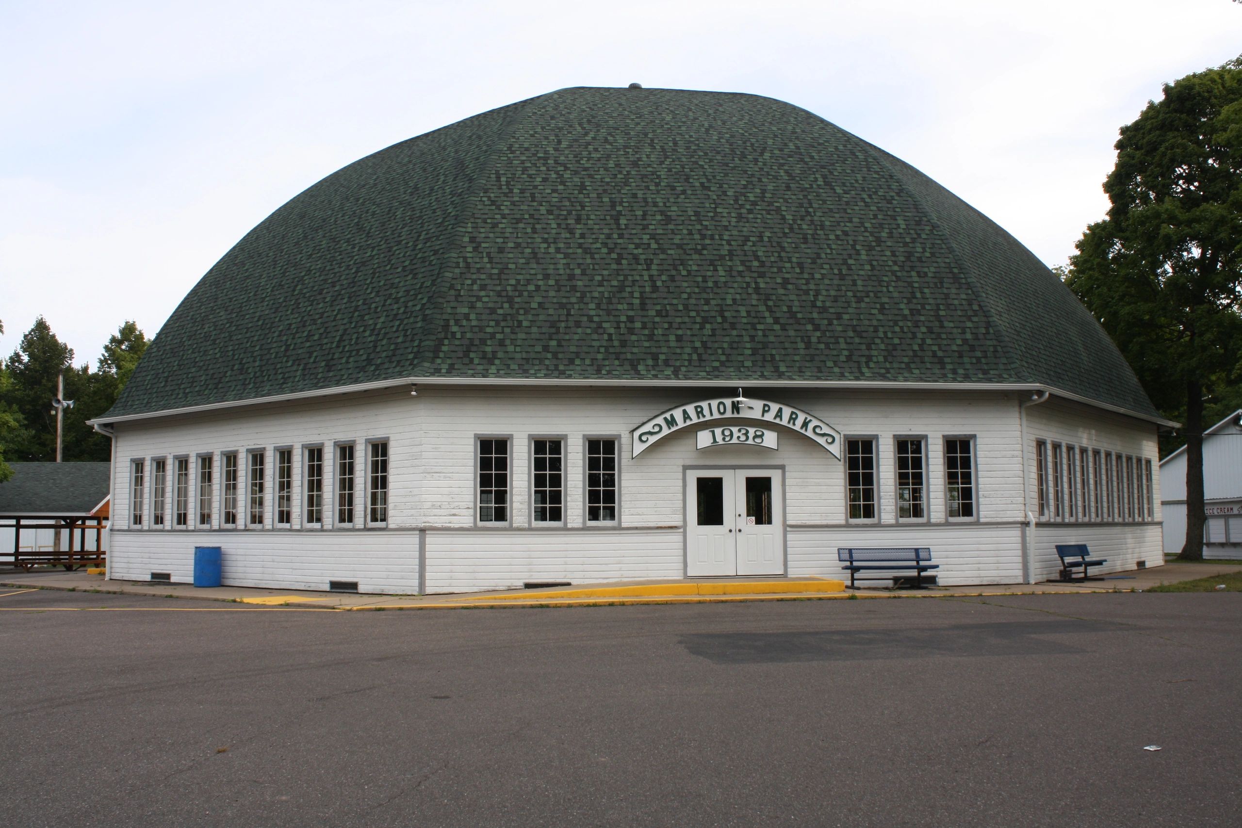 Historic Marion Park building with distinctive rounded roof and multiple windows.