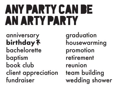 Any Party Can Be An Arty Party
List includes anniversary, birthday, bachlorette, and more.