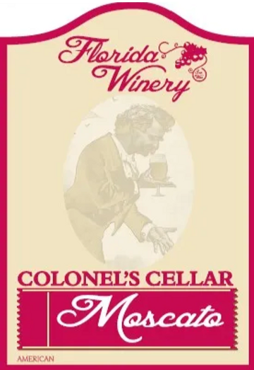 Front label of Colonel's Cellar Moscato Wine.