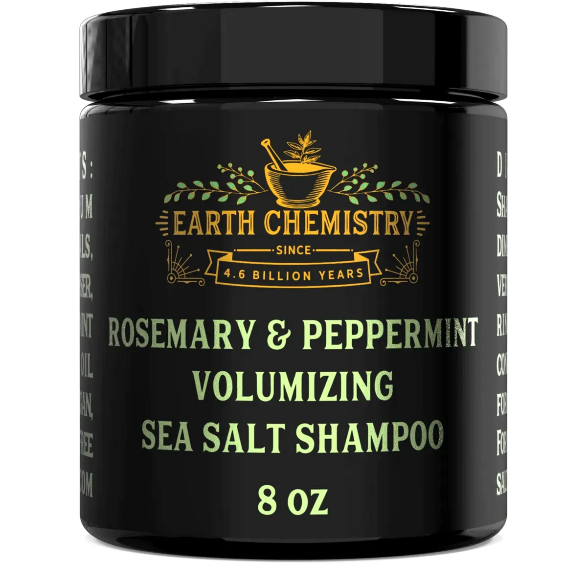Earth Chemistry Sea Salt Shampoo with Organic Rosemary & Peppermint For Hair Loss, Removes DHT