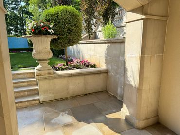 Pressure washing patio after cleaning