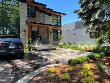 Pressure washing front porch cleaning