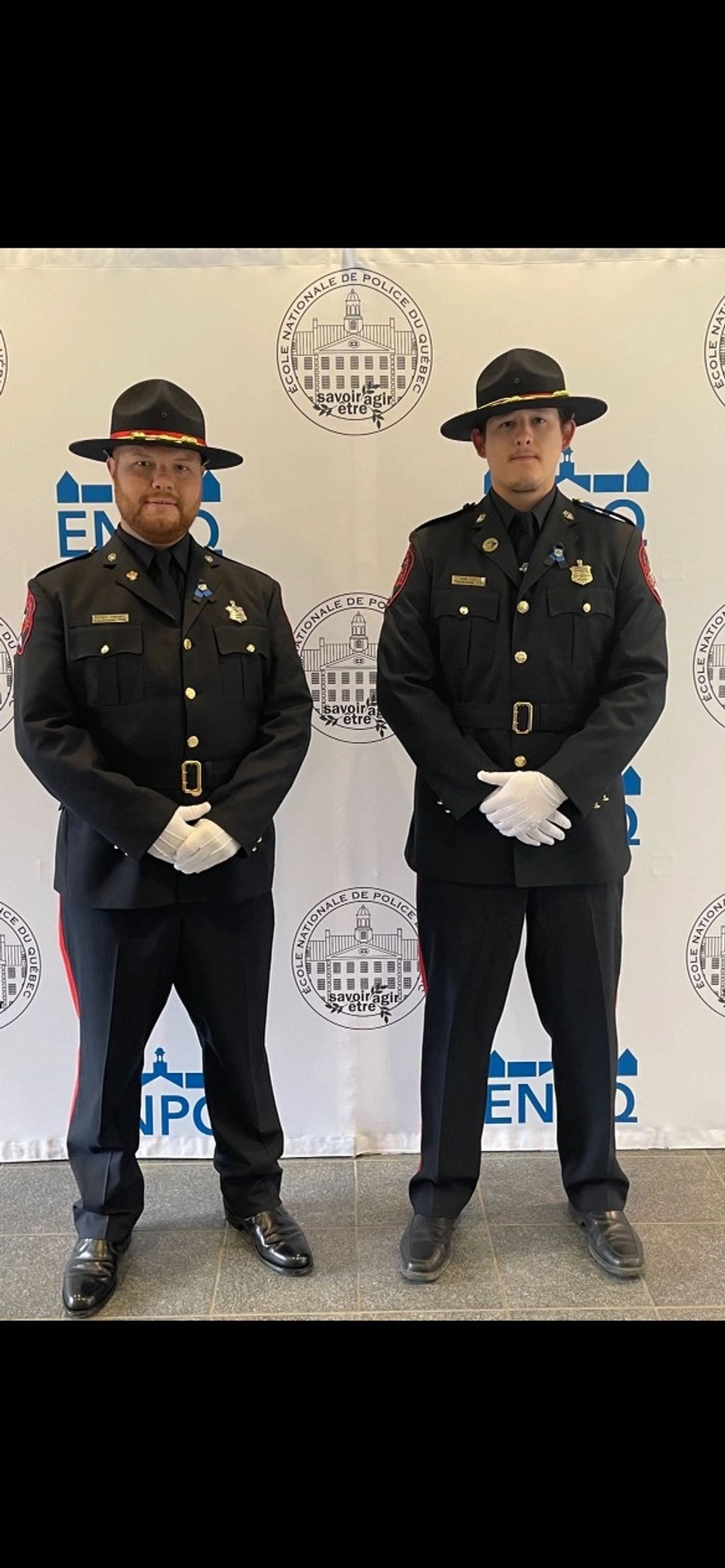 Officers Richard Kennedy and Cole Kirby are at École Nationale de Police du Quebec for Police Recogn