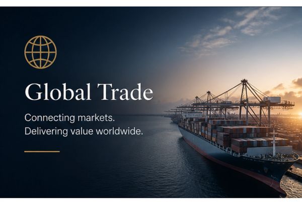 Cargo ship at sunset illustrating global trade and market connectivity.