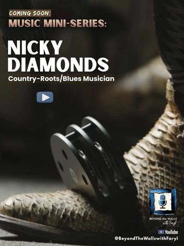 Promotional poster for Nicky Diamonds music mini-series in country-roots/blues genre.
