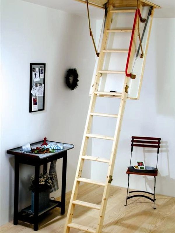 wooden folding loft ladder
