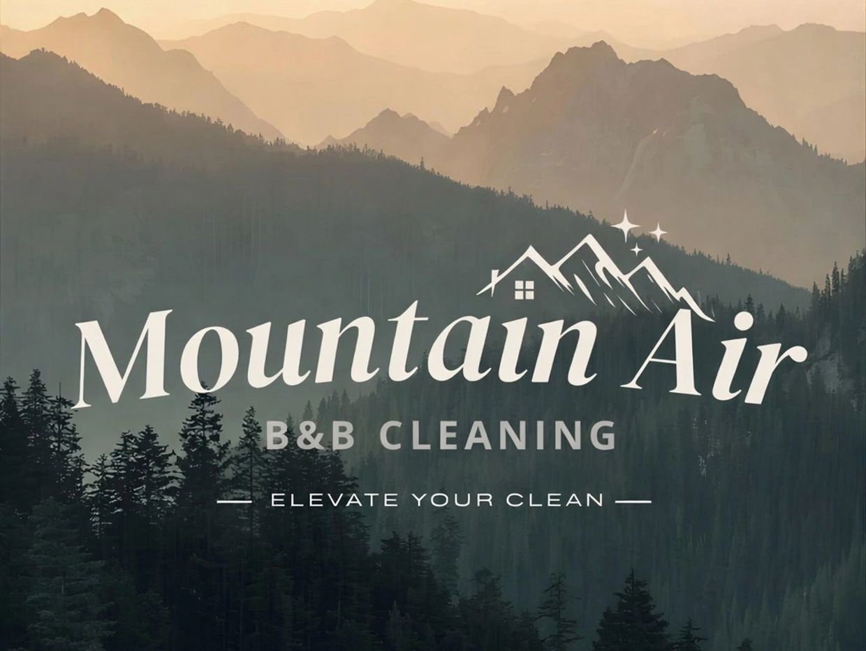 Mountain Air B&amp;B Cleaning logo with mountain and house design.