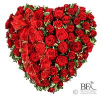 funeral flowers red roses heart