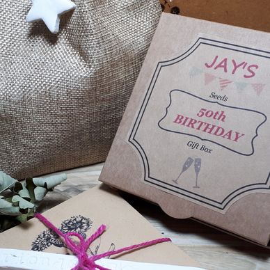 personalised magical seed gift box
burlap bag
wild flower seeds