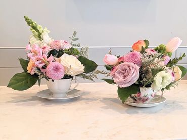 Tea Cup Arrangement - $65