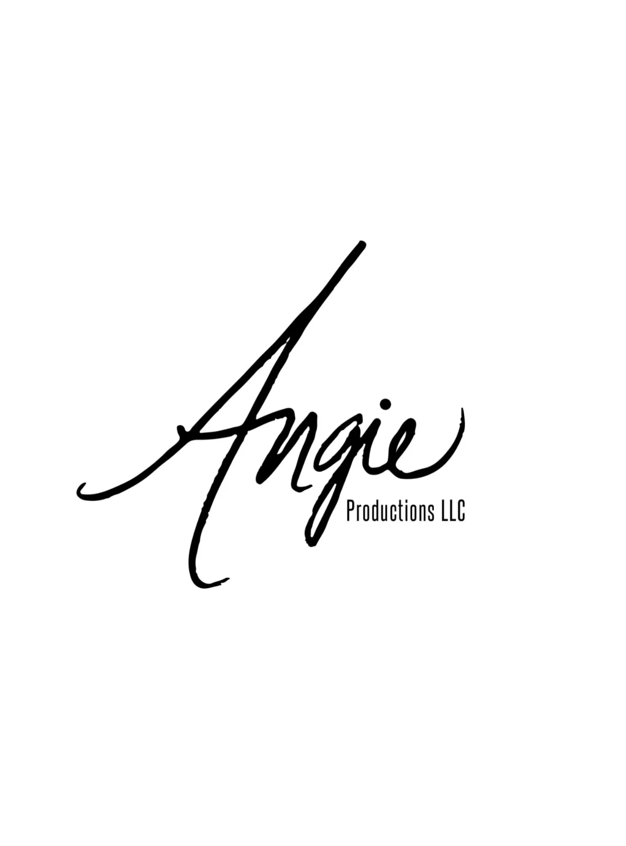 Logo for Angie Productions LLC in stylish black script.