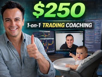 Man offers $250 for 1-on-1 trading coaching with a baby beside him.