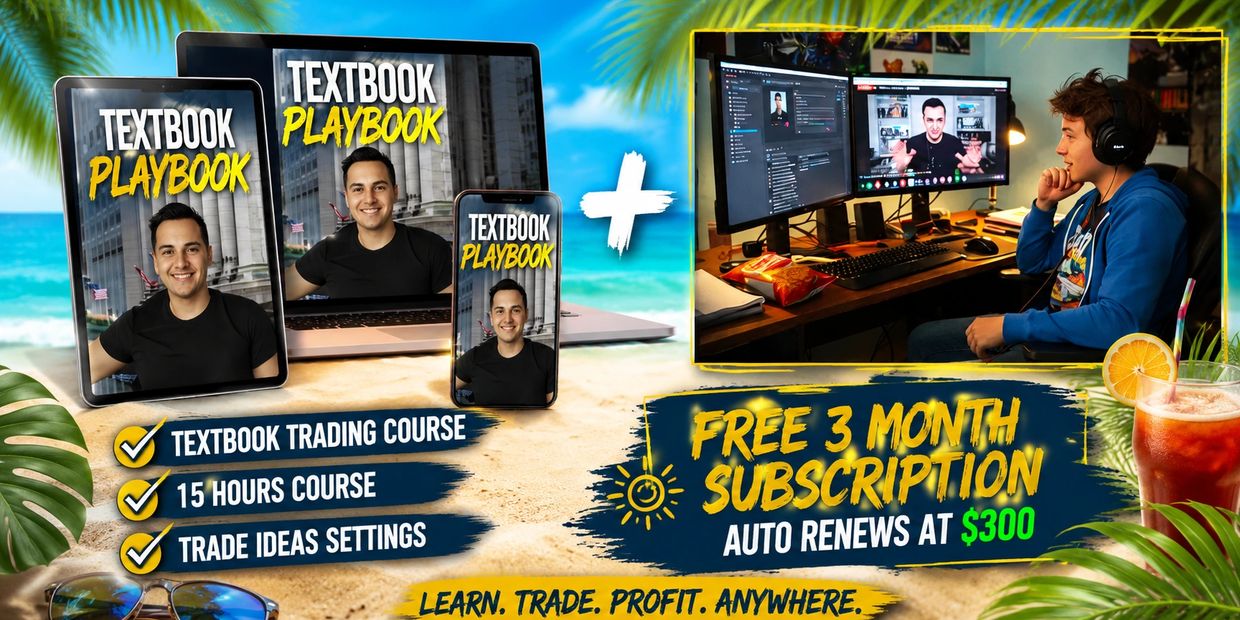 Textbook Playbook trading course with free 3-month subscription.