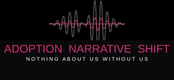 Logo with soundwave graphic and text promoting adoption awareness.