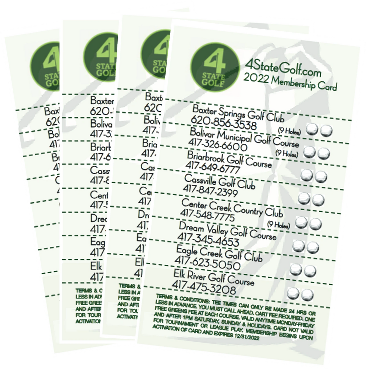 2022 4State Golf Card 4Pack