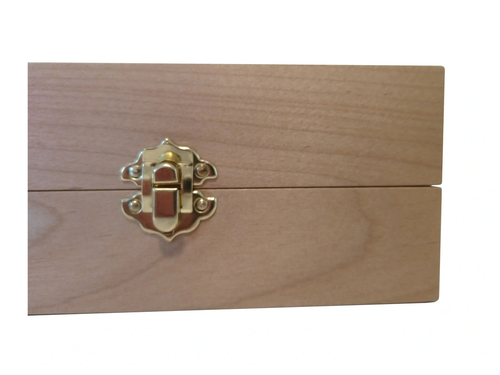 Detail showing brass latch.
