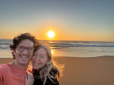 Zulu Sun Property owners Stuart & Wendy on the beach in St Lucia South Africa