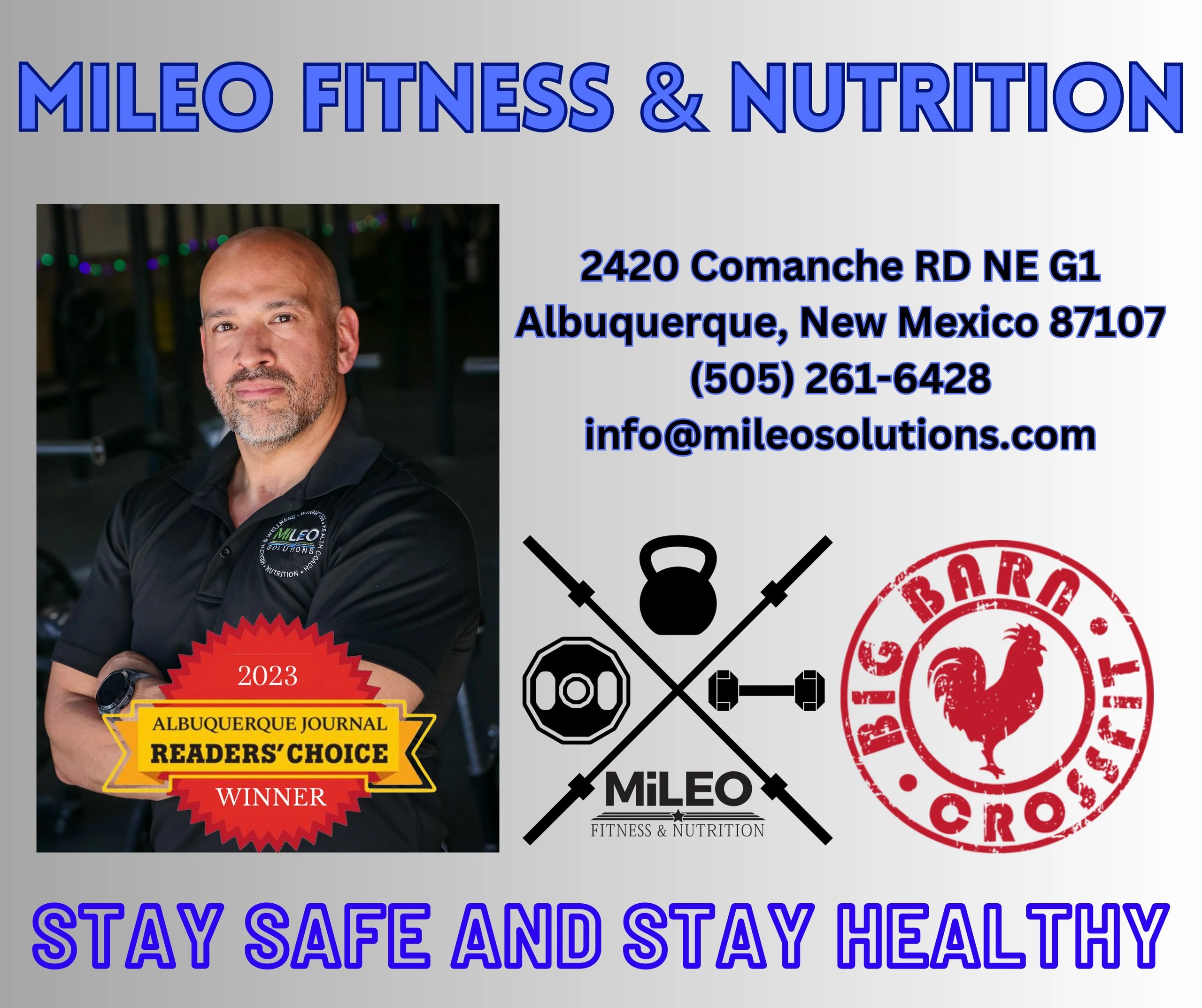 Best personal trainer in Albuquerque. MiLEO Fitness & Nutrition. Fitness Coach. BigBarn CrossFit. 