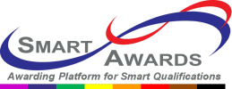 Logo of Smart Awards with colorful bars underneath.