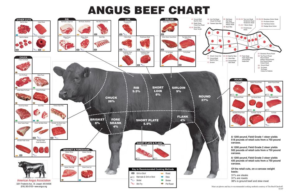 butcher cuts of Angus Beef