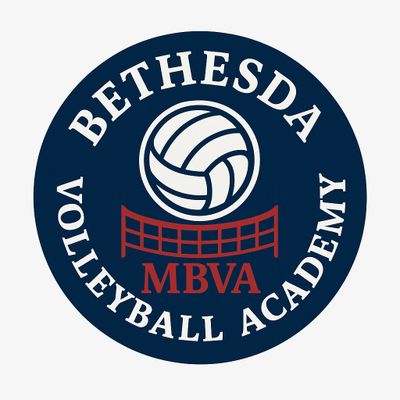 Logo of Bethesda Volleyball Academy featuring a volleyball and net.