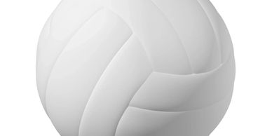 Close-up of a white volleyball with stitched panels.