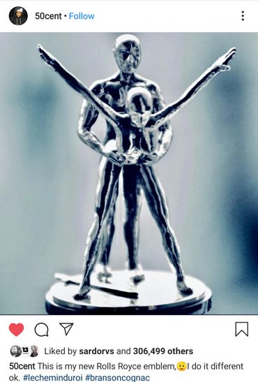 This is my new Rolls Royce Emblem. I do it different ok. That's how 50 cent valued DARTZ art.