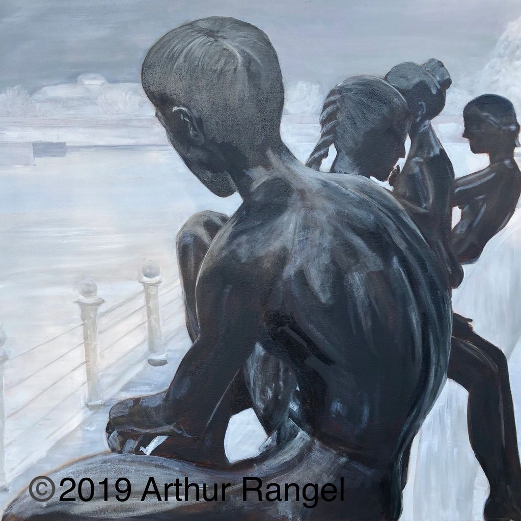 ©2019, Arthur Rangel, Berlin Bathers, oil, 30X30