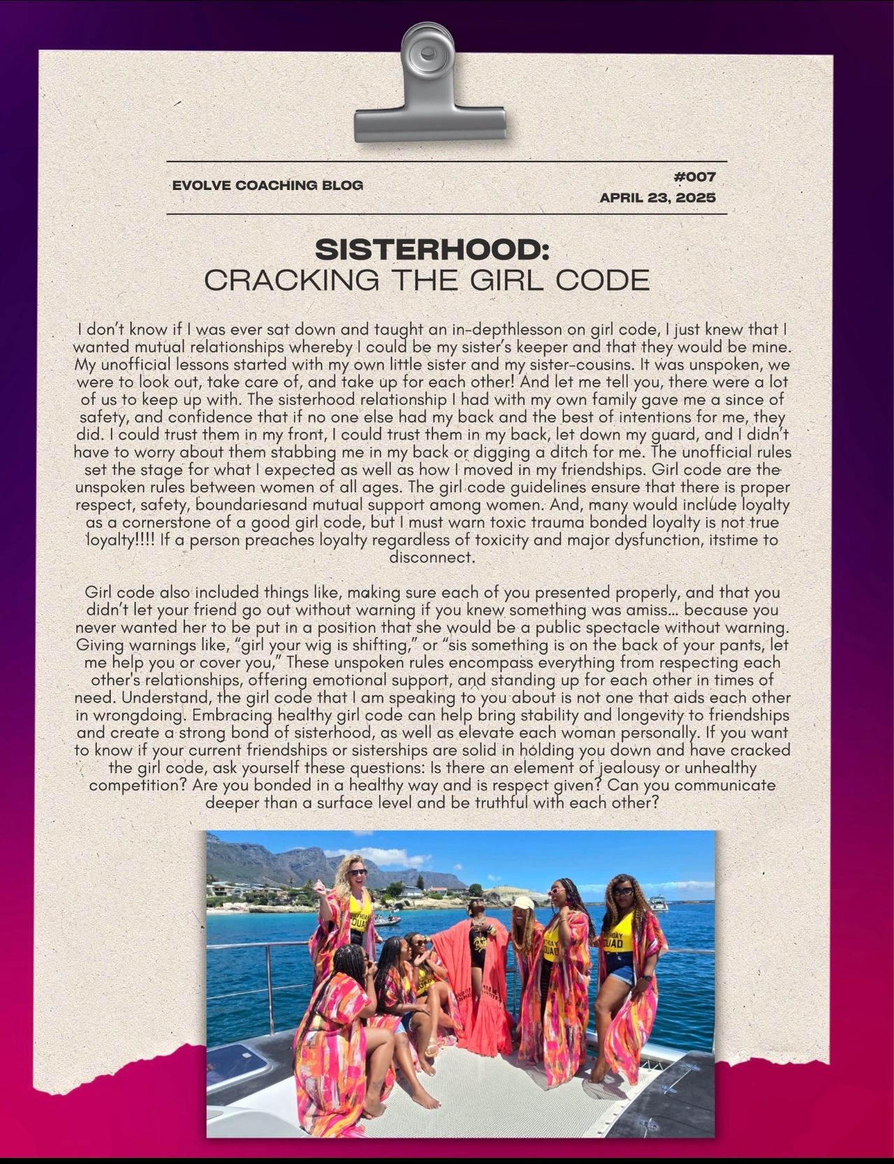 Sisterhood: Cracking The Girl Code