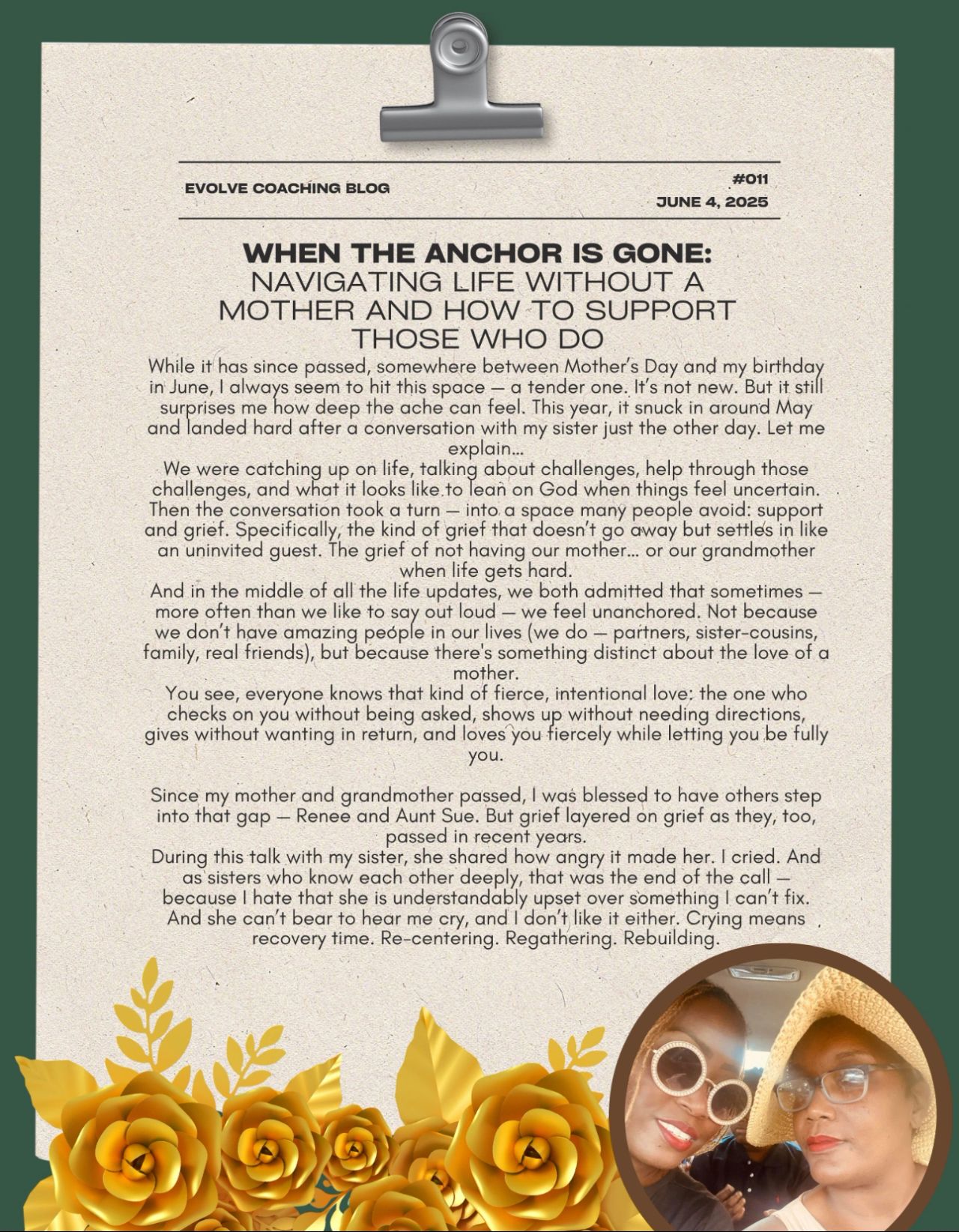 When the Anchor is gone: Navigating Life Without a mother