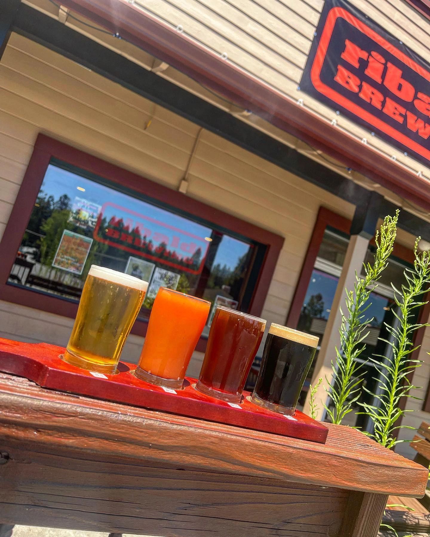 4 Sample Beers Outside Ribald Brewing