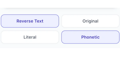 Interface showing options for reversing text and choosing phonetic mode.