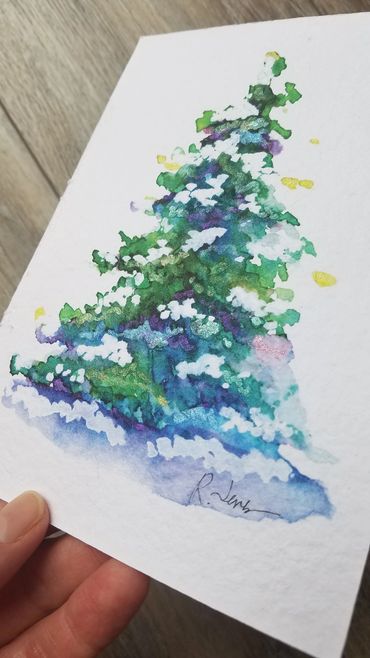 spruce tree with snow watercolor