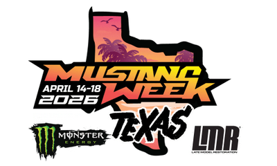 Logo for Mustang Week Texas 2026 event featuring sponsor logos.