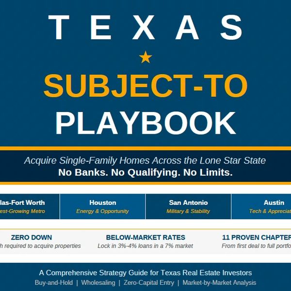 Texas Subject-To Playbook for real estate investing with no banks or qualifying needed.