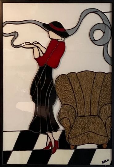 Art Deco Woman-
Stained glass