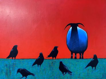6 Crows and 1 Ram
48" x 36"