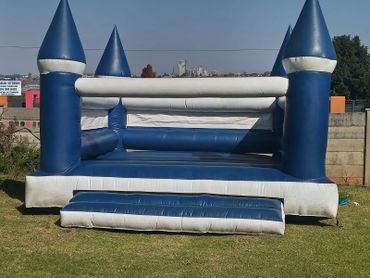 White and blue jumping castle