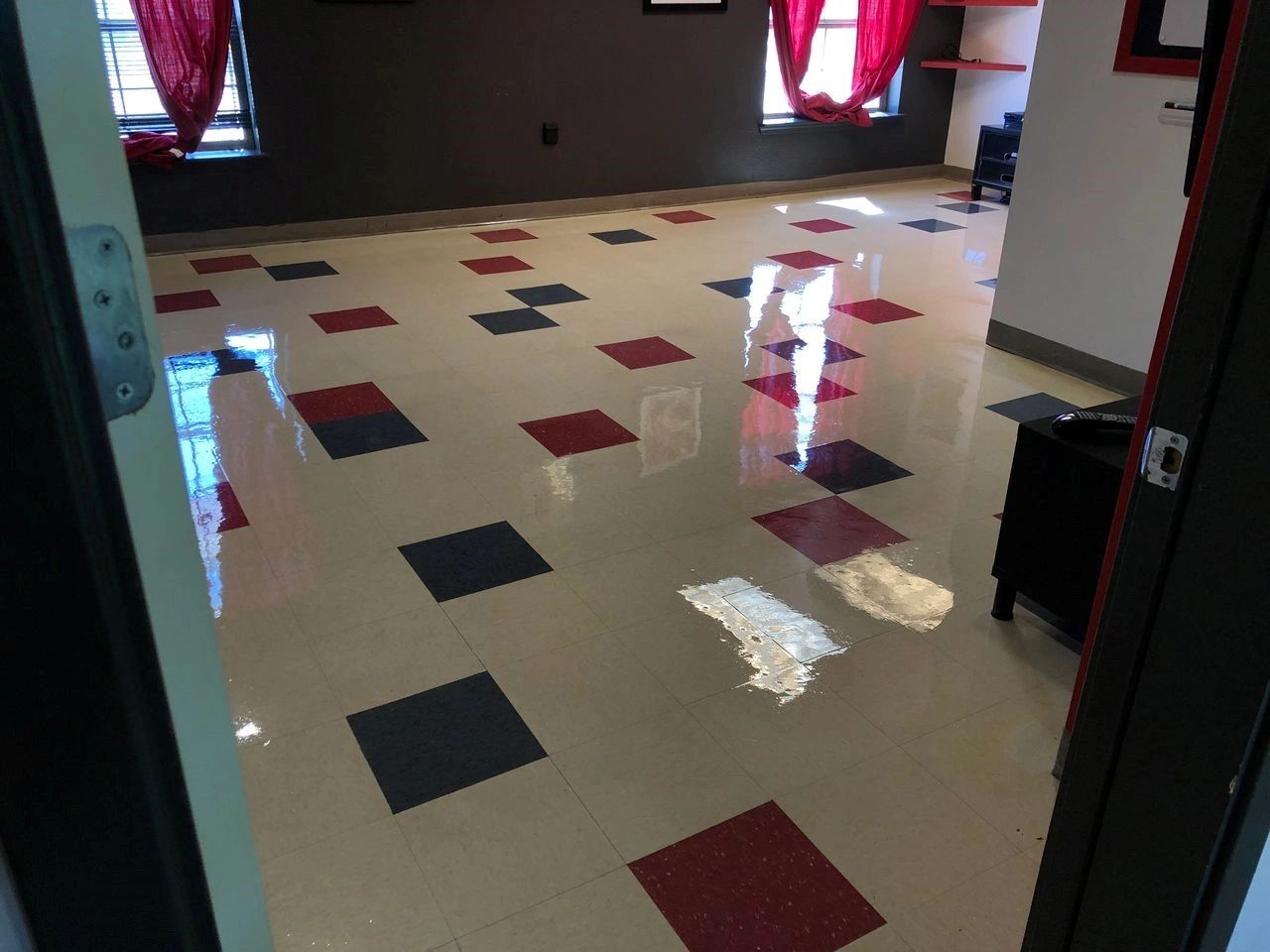 VCT top scrubbing and high gloss topical sealing