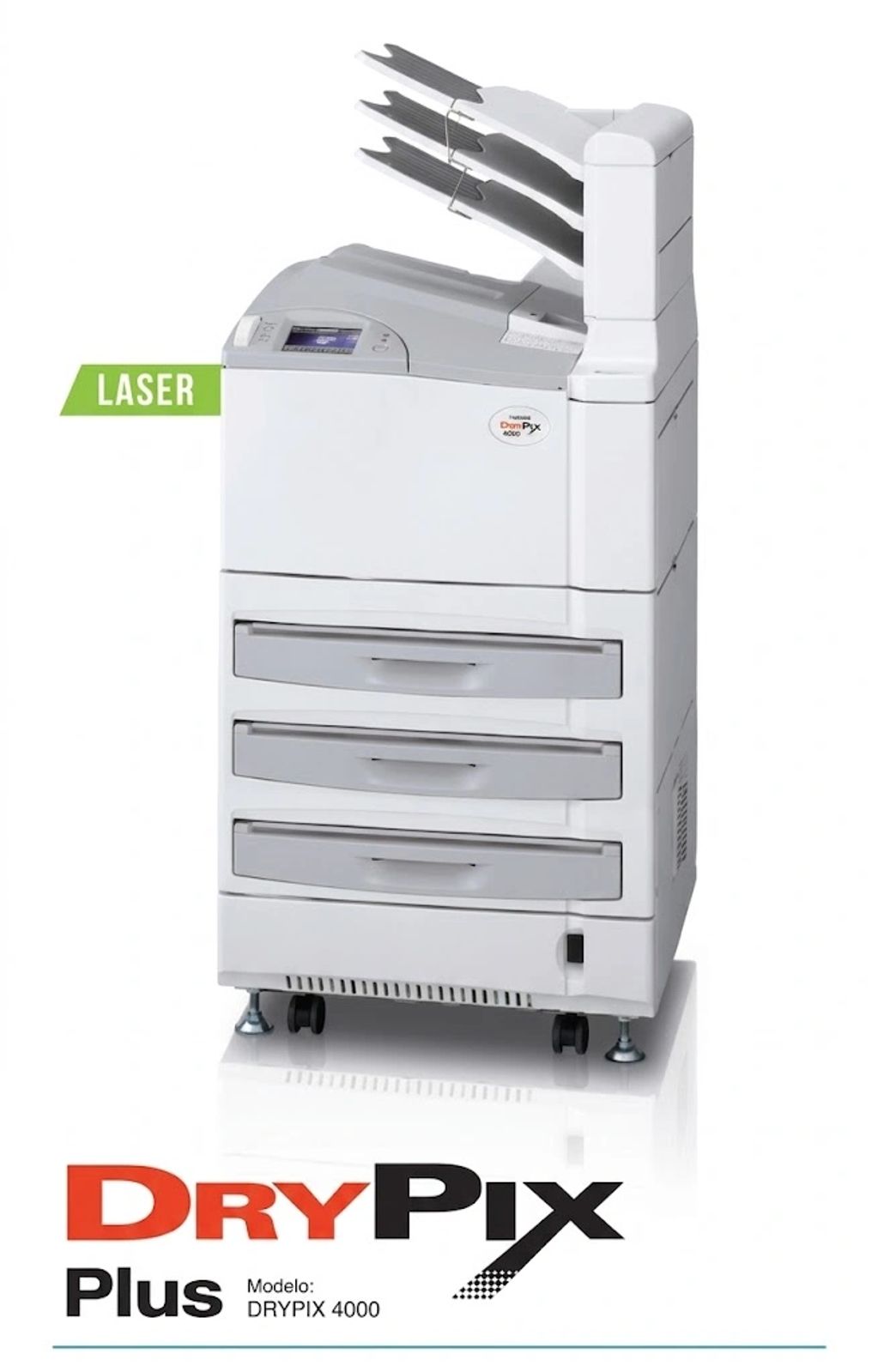 White DryPix Plus laser printer model 4000 with multiple trays.
