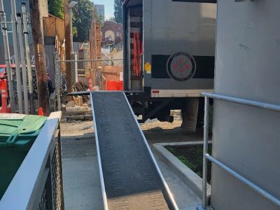 Loading ramp from truck to ground.