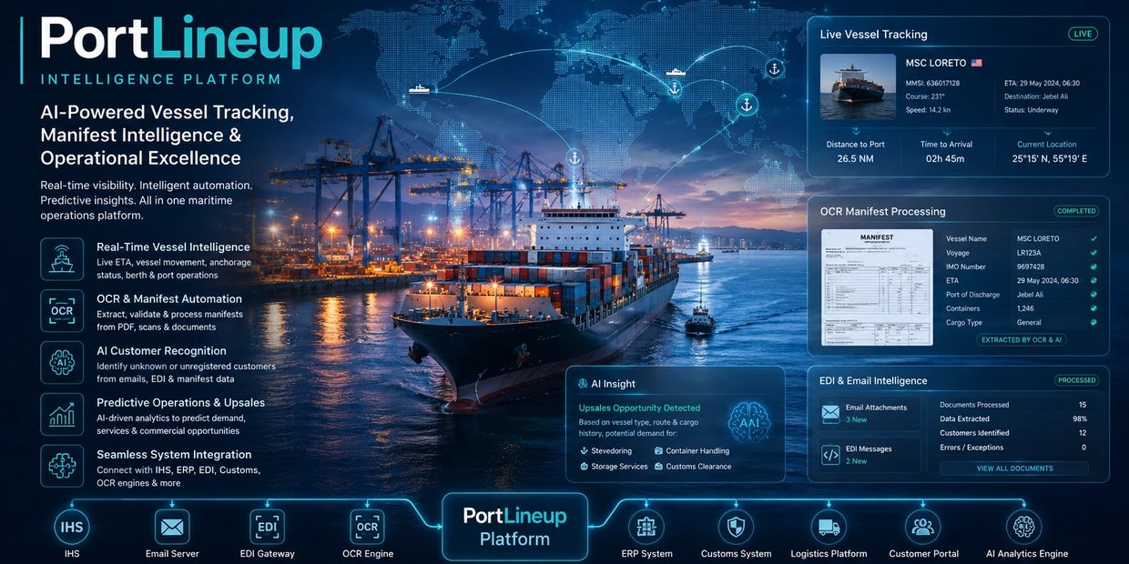 AI-powered maritime platform for real-time vessel tracking and operational intelligence.
